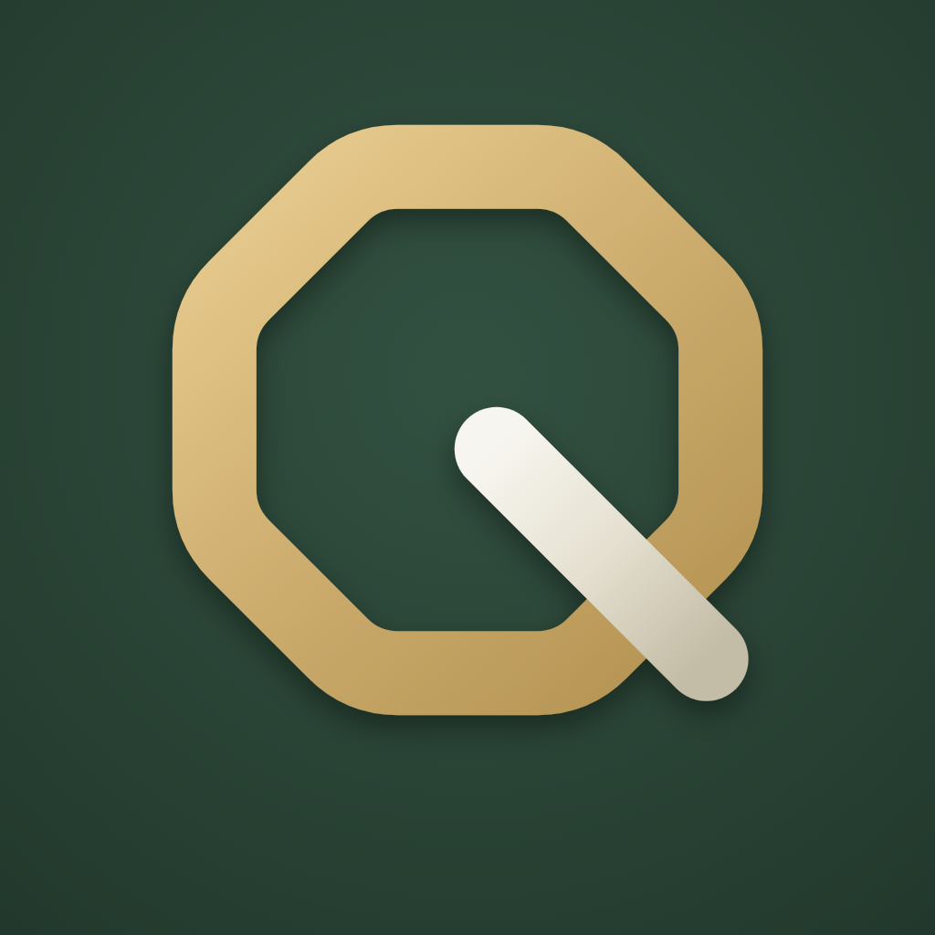 Default app icon, gold octagon Q